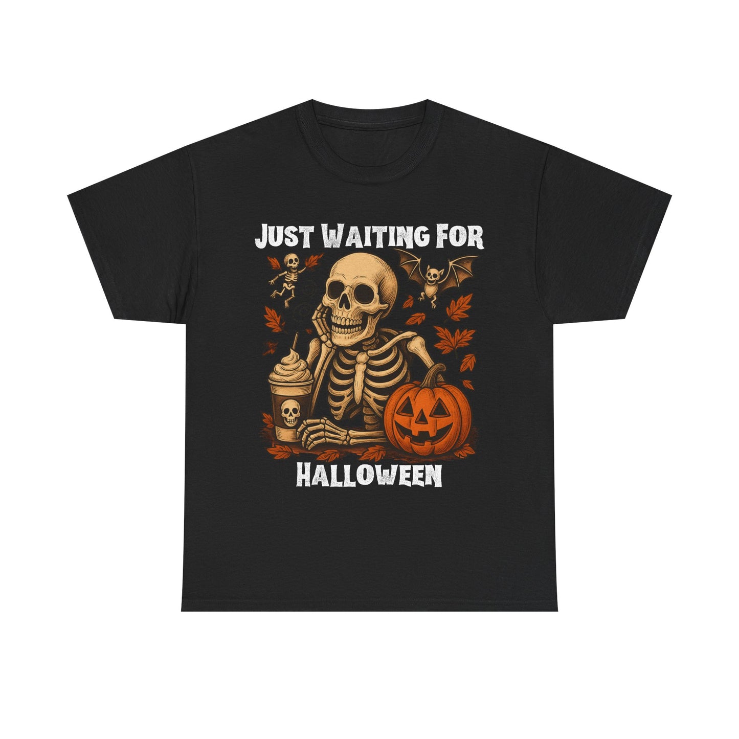 Halloween Skeleton Tee, Spooky T-Shirt, Fall Shirt, Unisex Halloween Apparel, Pumpkin and Skeleton Design