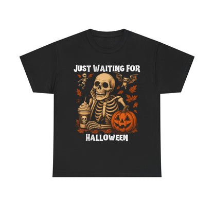 Halloween Skeleton Tee, Spooky T-Shirt, Fall Shirt, Unisex Halloween Apparel, Pumpkin and Skeleton Design