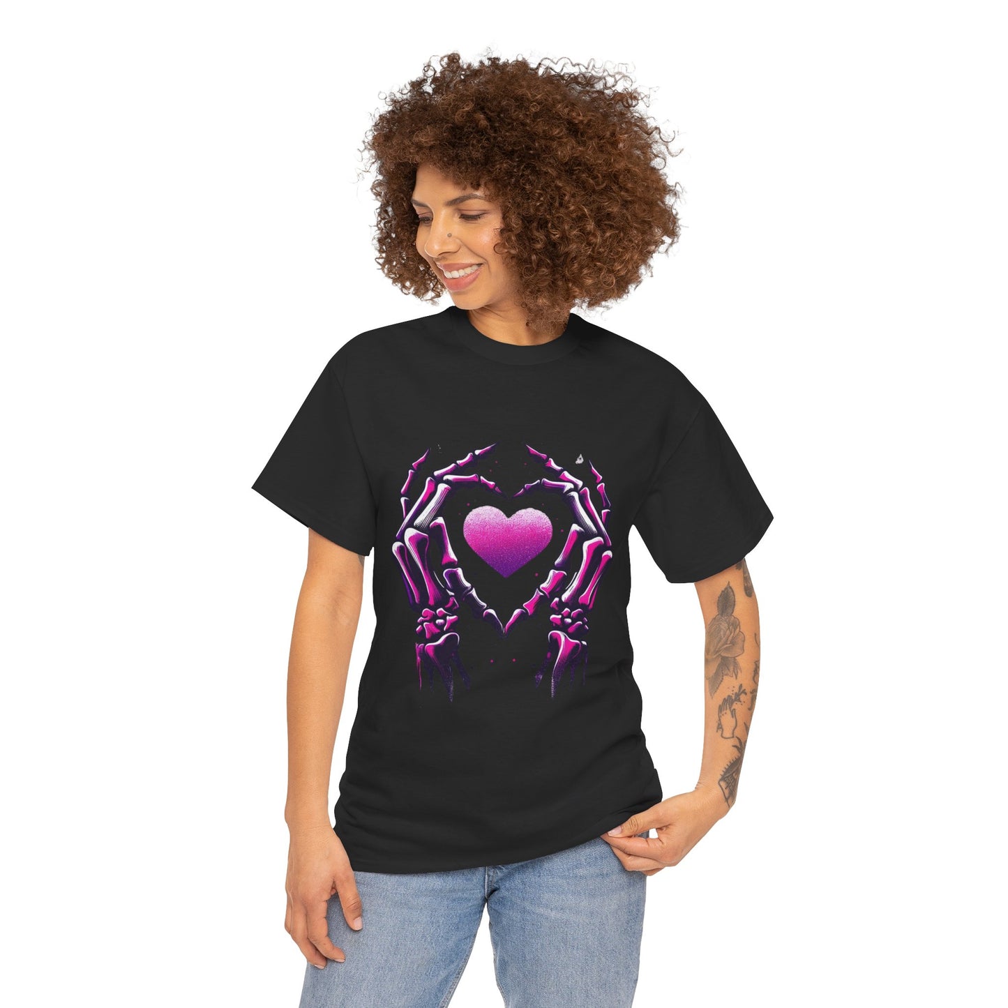 Skeleton Hands Heart Unisex Tee | Halloween Shirt, Gift for Gothic Lovers, Alternative Fashion, Casual Wear, Unique Graphic Tee