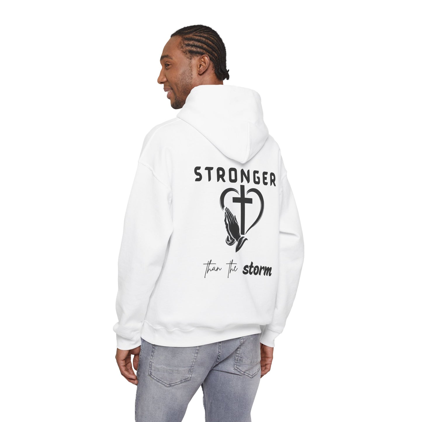 Stronger Than the Storm Hoodie – Faith-Inspired Unisex Pullover, Christian Hoodie with Motivational Quote, Spiritual Gift, Everyday Comfort Wear