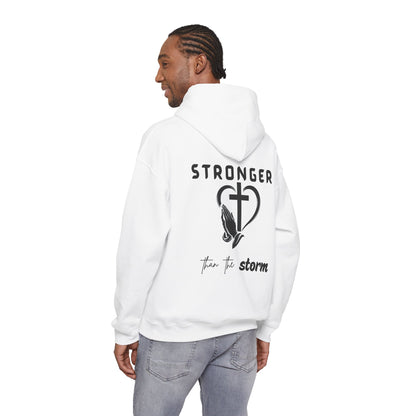 Stronger Than the Storm Hoodie – Faith-Inspired Unisex Pullover, Christian Hoodie with Motivational Quote, Spiritual Gift, Everyday Comfort Wear