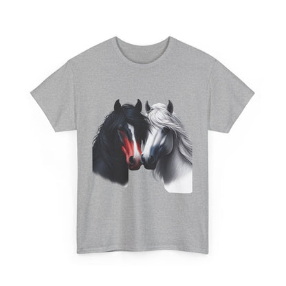 Black and White Horse Graphic Tee, Unisex T-Shirt, Equestrian Gift, Casual Wear, Horse Lover Apparel, Horse-Themed T-Shirt