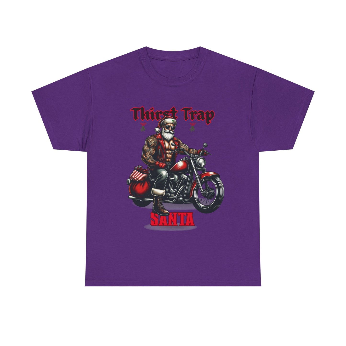 Thirst Trap Santa Tee, Funny Christmas Shirt, Unisex Holiday T-Shirt, Motorcycle Santa Gift, Festive Graphic Tee