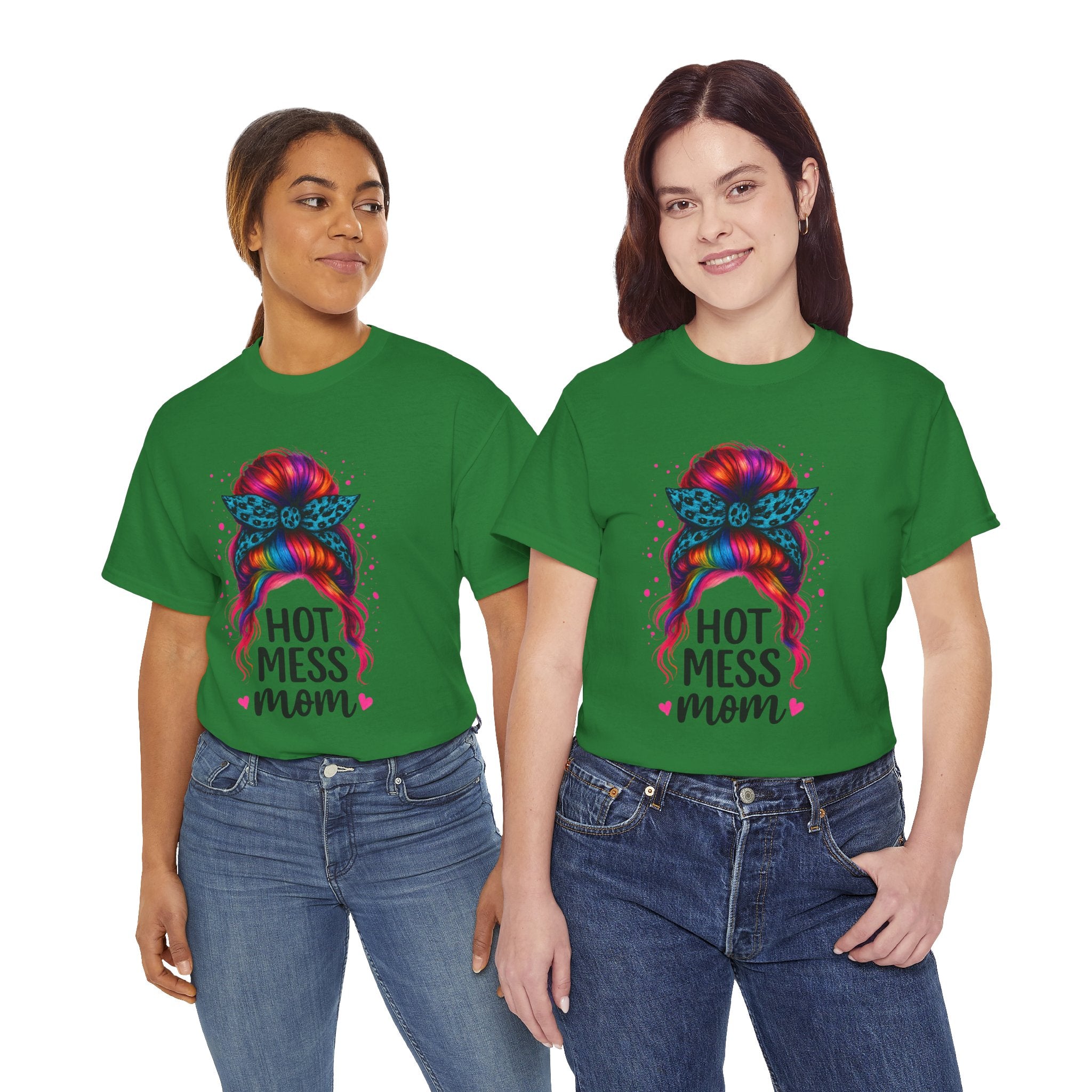 Hot Mess Mom Unisex Heavy Cotton Tee, Funny Mom Shirt, Gift for Mothers Day, Parody T-Shirt, Casual Wear, Trendy Graphic Tee