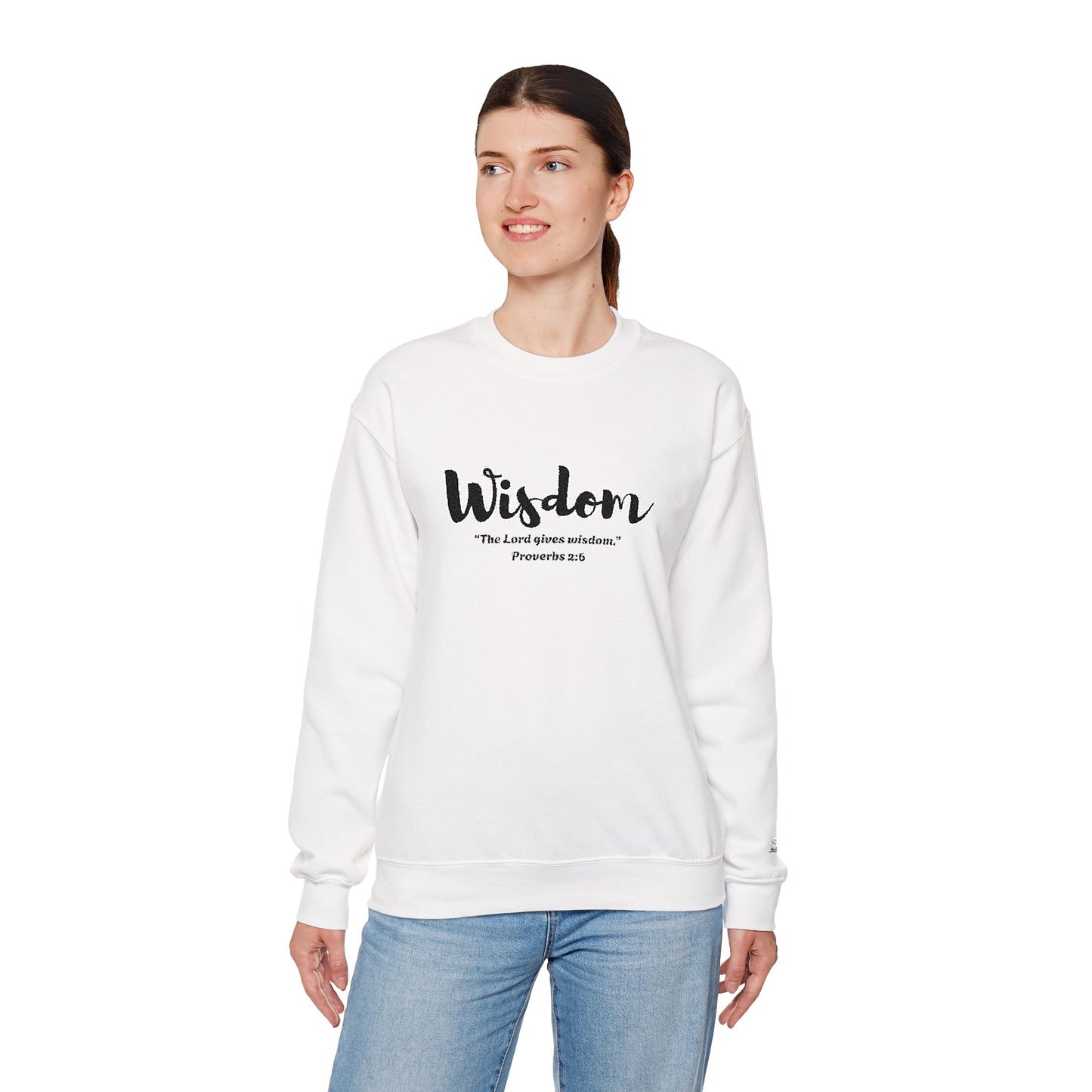 Wisdom Sweatshirt – “The Lord Gives Wisdom” Christian Crewneck, Inspirational Faith-Based Pullover, Cozy Unisex Apparel, Encouraging Gift for Believers