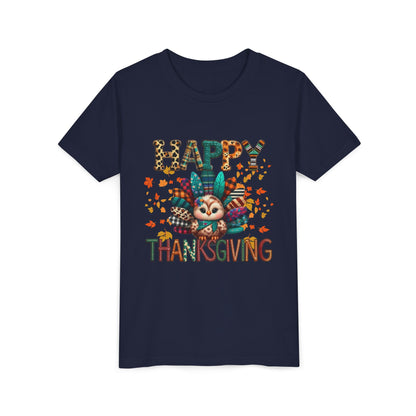Thanksgiving Turkey Youth Tee, Kids Holiday Shirt, Autumn Graphic Tee, Family Thanksgiving Outfit, Cute Fall Apparel