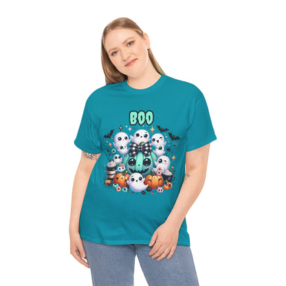 Halloween Boo Tee, Fun Spooky T-Shirt, Unisex Heavy Cotton, Cute Halloween Apparel, Ghost & Pumpkin Shirt, Seasonal Gift Idea