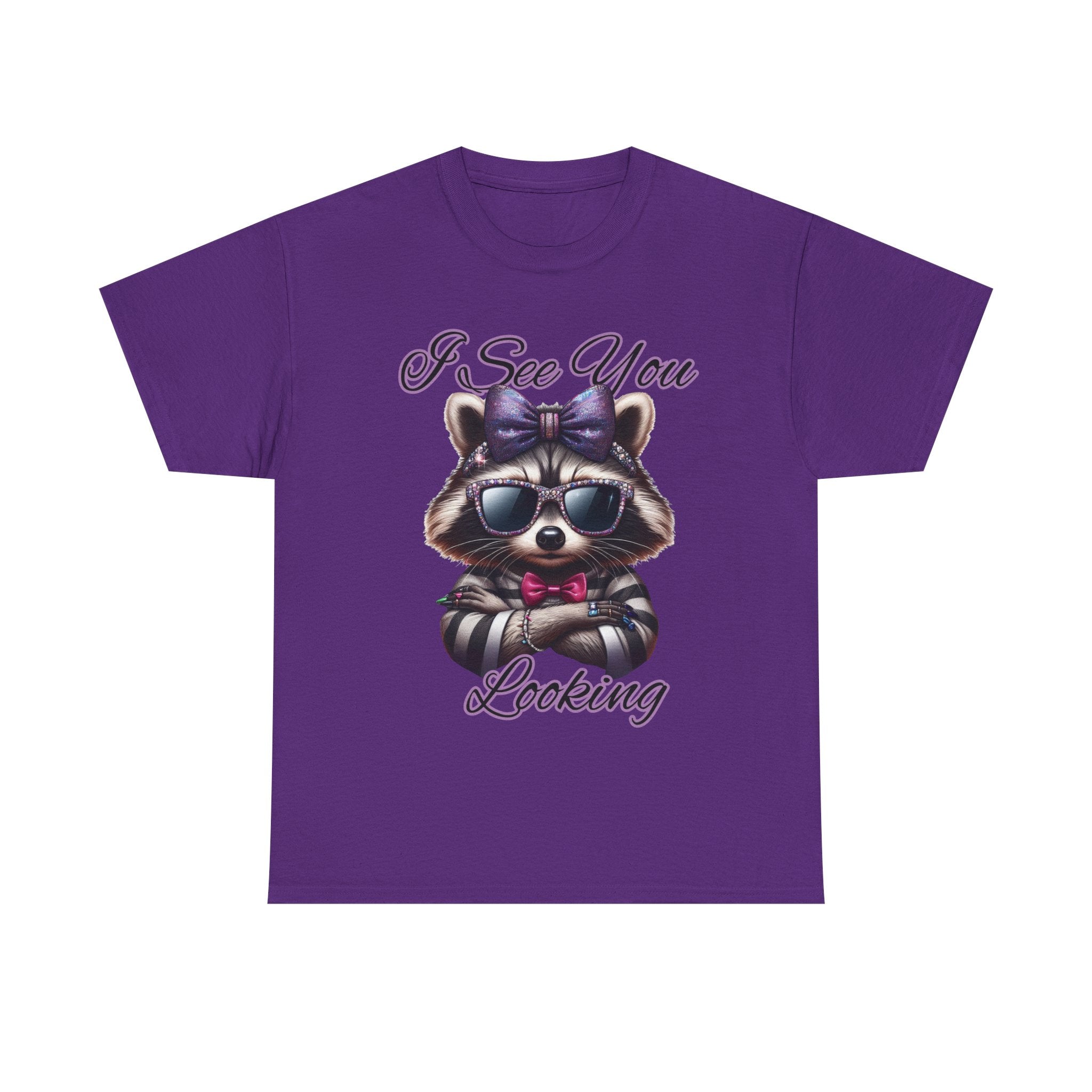 I See You Looking Raccoon Tee, Cute Graphic T-Shirt, Unisex Cotton Shirt, Animal Lover Gift, Cool Casual Wear