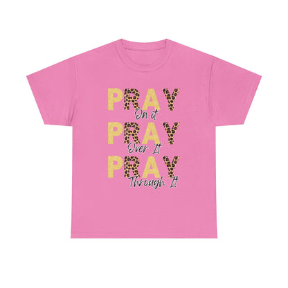 Pray Motivational Tee: Unisex Heavy Cotton Shirt, Inspirational Gift, Faith-Based Apparel, Religious T-Shirt, Church Outfit