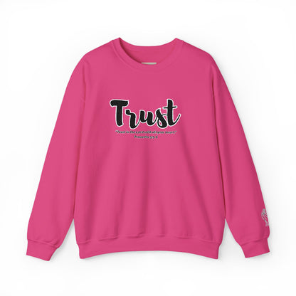 Trust Sweatshirt – “Trust in the Lord with All Thy Heart” Christian Crewneck, Inspirational Faith-Based Pullover, Cozy Unisex Apparel, Motivational Gift for Believers