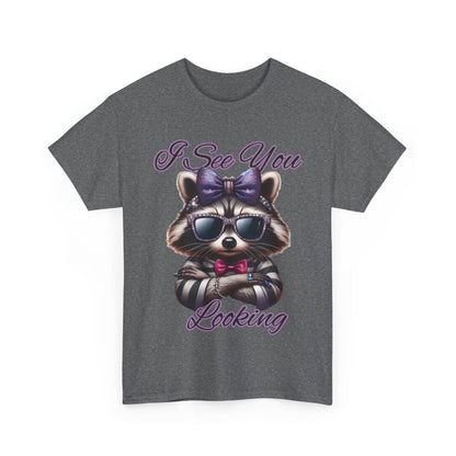 I See You Looking Raccoon Tee, Cute Graphic T-Shirt, Unisex Cotton Shirt, Animal Lover Gift, Cool Casual Wear
