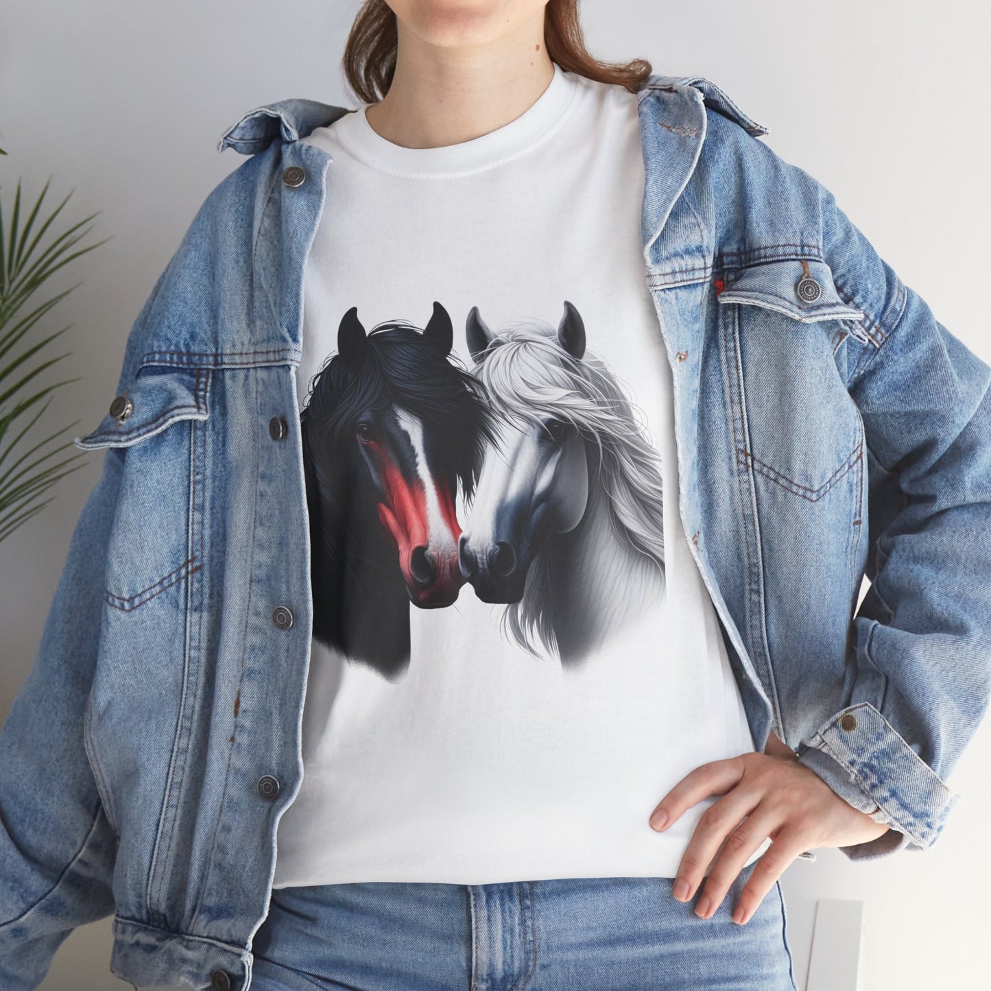 Black and White Horse Graphic Tee, Unisex T-Shirt, Equestrian Gift, Casual Wear, Horse Lover Apparel, Horse-Themed T-Shirt