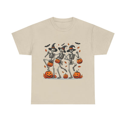 Halloween Skeleton Dance Unisex Heavy Cotton Tee, Spooky T-Shirt, Fall Fashion, Halloween Costume, Creepy Vibes, Gift for Halloween Lovers