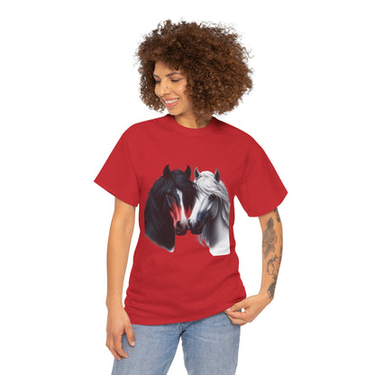 Black and White Horse Graphic Tee, Unisex T-Shirt, Equestrian Gift, Casual Wear, Horse Lover Apparel, Horse-Themed T-Shirt