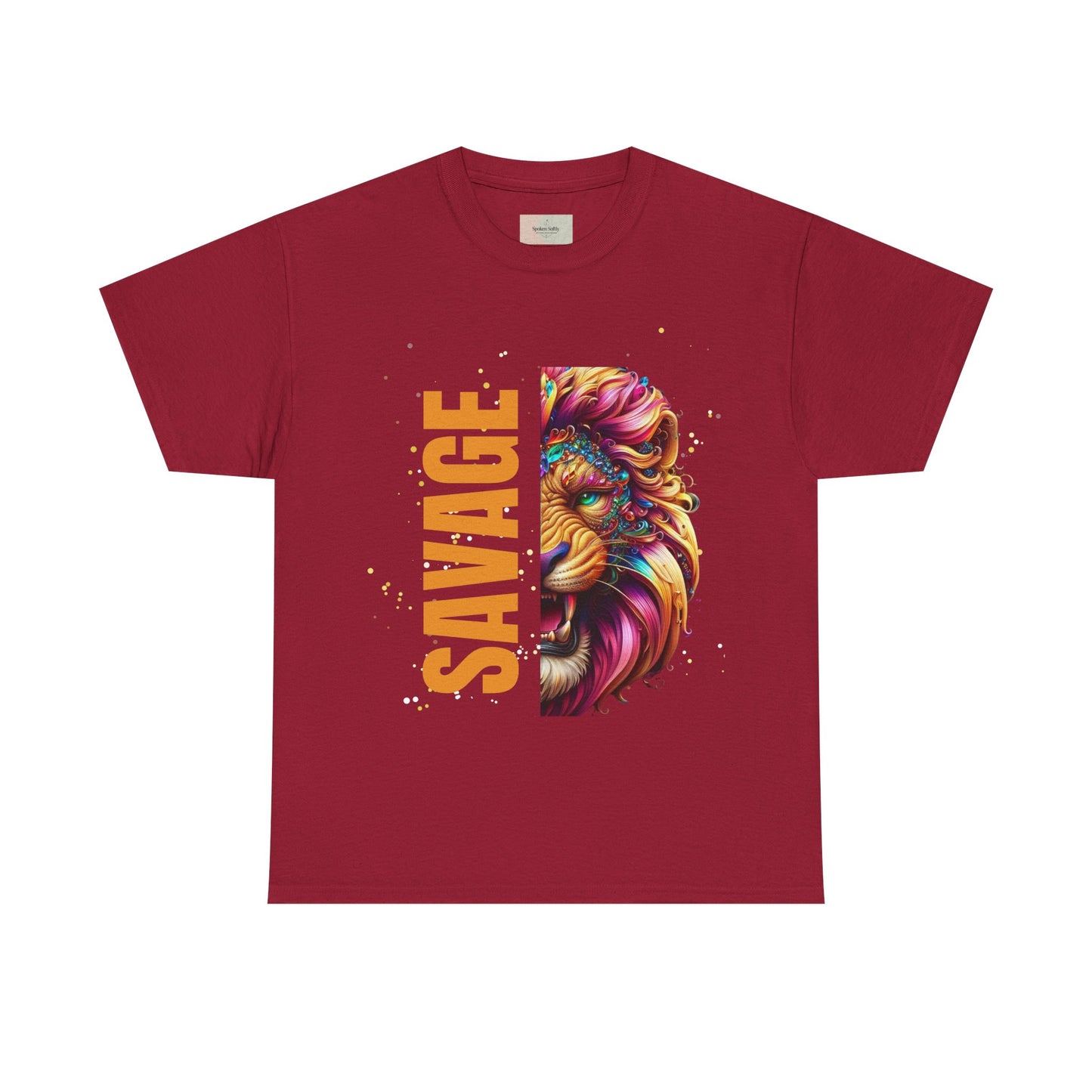 Savage Lion Tee, Unisex Heavy Cotton Shirt, Bold Graphic Tee for Animal Lovers, Casual Wear, Unique Gift Idea