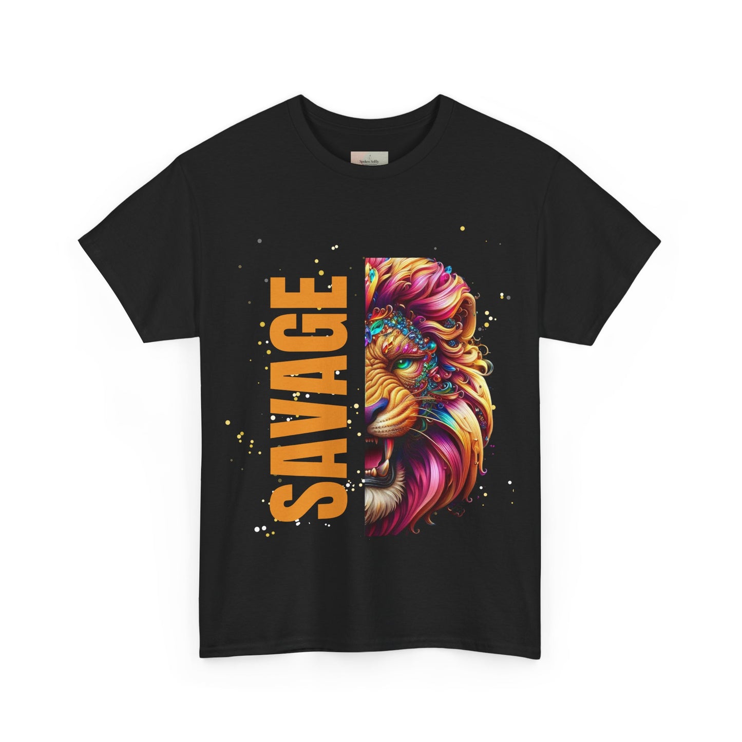 Savage Lion Tee, Unisex Heavy Cotton Shirt, Bold Graphic Tee for Animal Lovers, Casual Wear, Unique Gift Idea