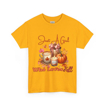 Just A Girl Who Like Fall Cotton Tee, Autumn T-Shirt, Seasonal Graphic Tee, Cozy Fall Apparel