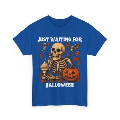 Halloween Skeleton Tee, Spooky T-Shirt, Fall Shirt, Unisex Halloween Apparel, Pumpkin and Skeleton Design
