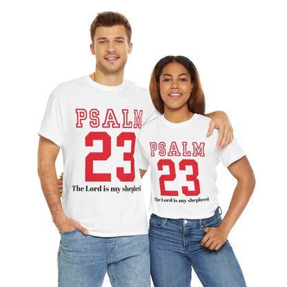 Unisex Heavy Cotton Tee with Psalm 23 Design | Faith-Inspired Shirt for Daily Wear, Gifts, Church Events, and Celebrations