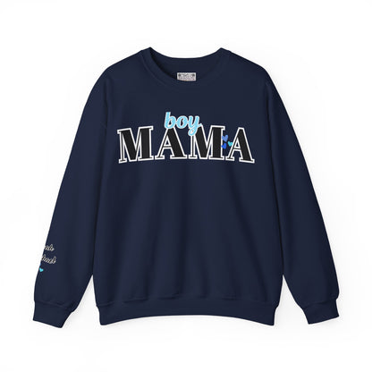 Boy Mama Crewneck Sweatshirt – Cozy Unisex Mom Sweater, Cute Mother’s Day Gift, White Minimalist Mom Life Pullover, New Mom Apparel