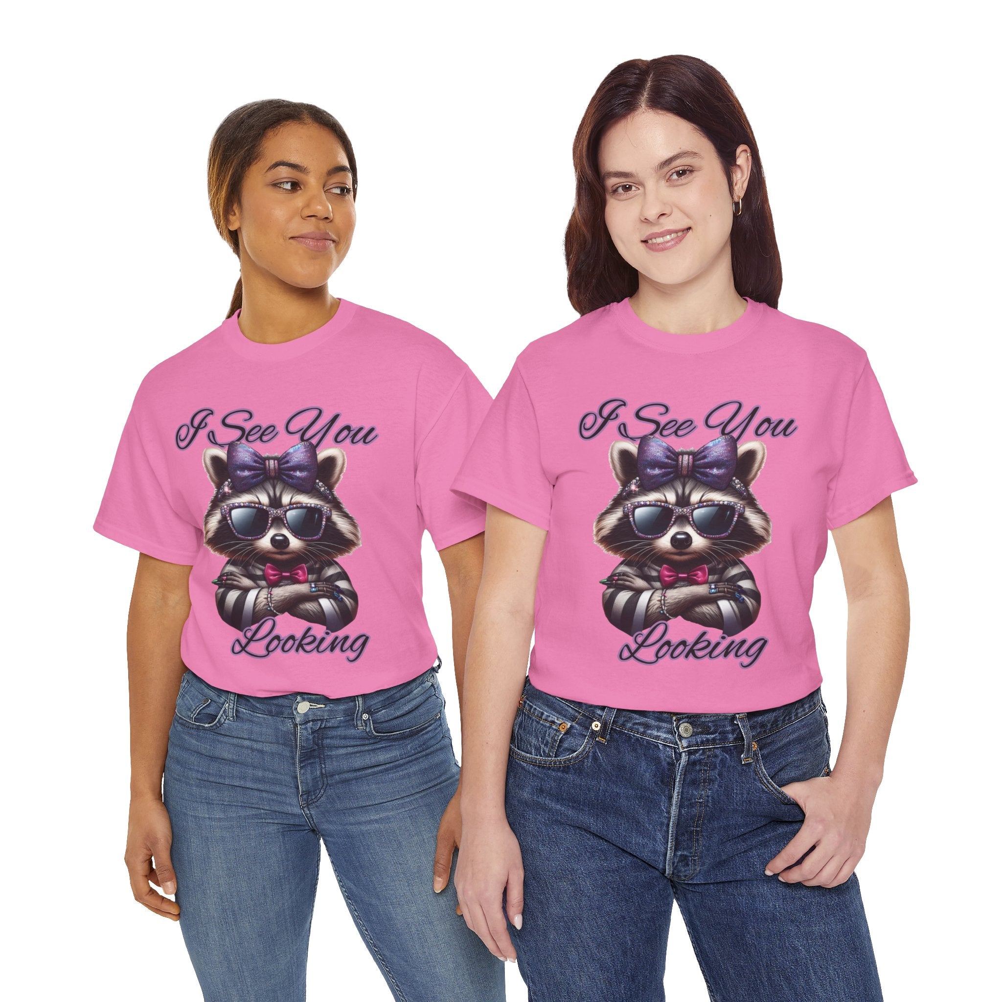 I See You Looking Raccoon Tee, Cute Graphic T-Shirt, Unisex Cotton Shirt, Animal Lover Gift, Cool Casual Wear