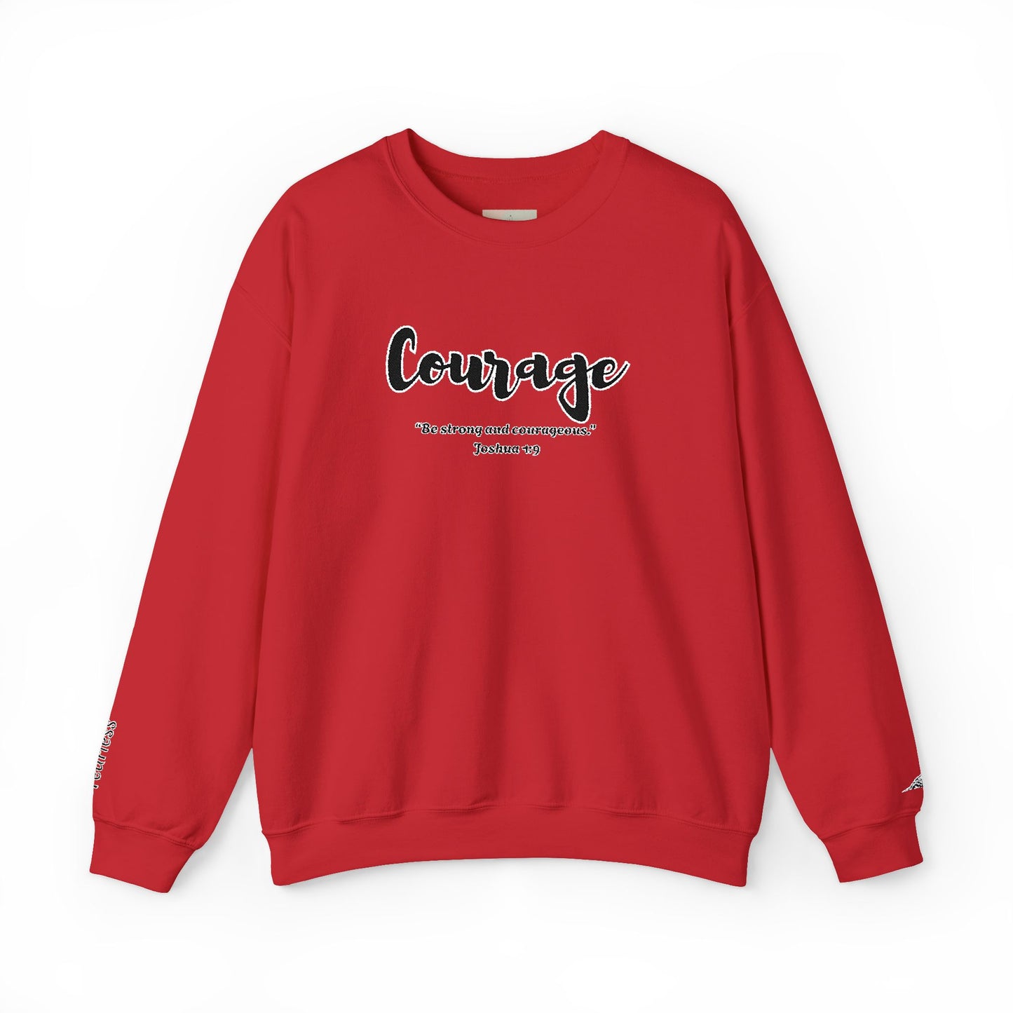 Courage Sweatshirt – “Be Strong and Courageous” Christian Crewneck, Inspirational Faith-Based Pullover, Cozy Unisex Apparel, Motivational Gift for Believers