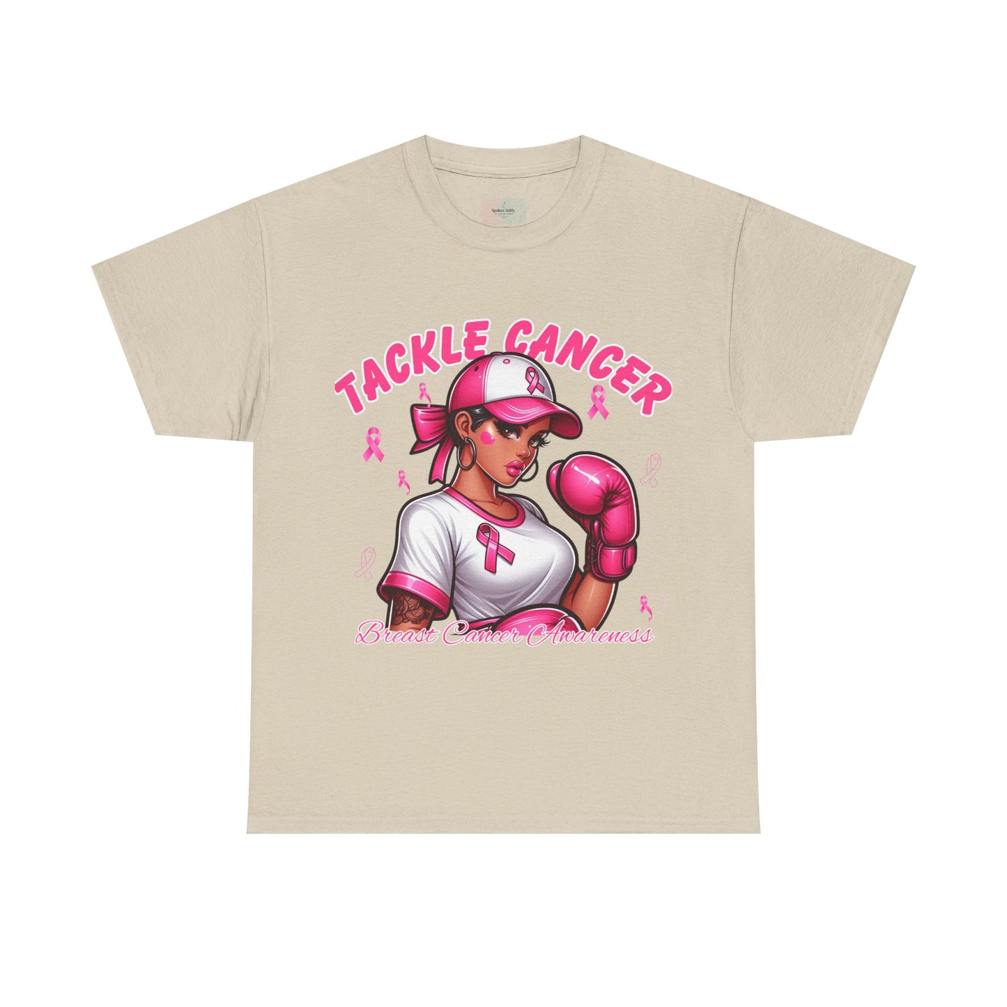 Empowering Unisex Heavy Cotton Tee - Tackle Cancer, Breast Cancer Awareness Shirt, Supportive Gift in Honor of Survivors