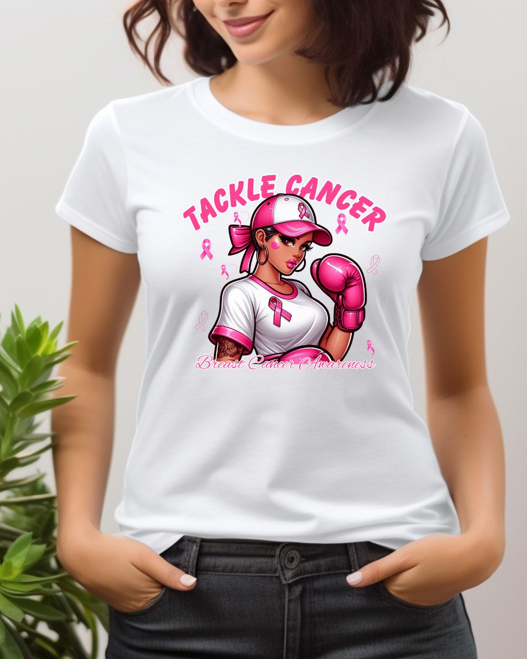 Empowering Unisex Heavy Cotton Tee - Tackle Cancer, Breast Cancer Awareness Shirt, Supportive Gift in Honor of Survivors