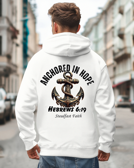 Anchored in Hope Hoodie – Hebrews 6:19 Christian Sweatshirt, Faith Anchor Design, Inspirational Unisex Hoodie for Everyday Strength