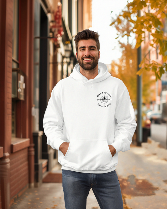 Faith Compass Hoodie – “Guided by Faith” Proverbs 3:5-6 Pullover, Christian Hoodie, Inspirational Scripture Sweatshirt, Unisex Religious Apparel