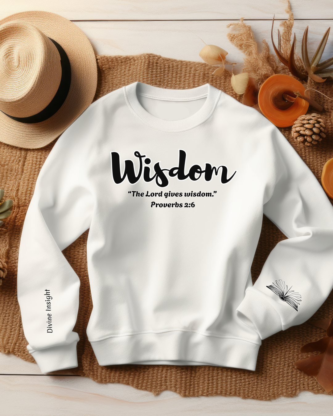 Wisdom Sweatshirt – “The Lord Gives Wisdom” Christian Crewneck, Inspirational Faith-Based Pullover, Cozy Unisex Apparel, Encouraging Gift for Believers
