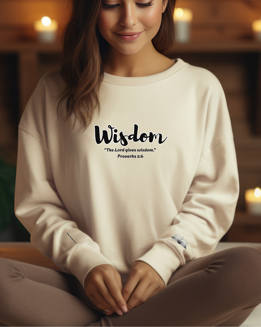 Wisdom Sweatshirt – “The Lord Gives Wisdom” Christian Crewneck, Inspirational Faith-Based Pullover, Cozy Unisex Apparel, Encouraging Gift for Believers