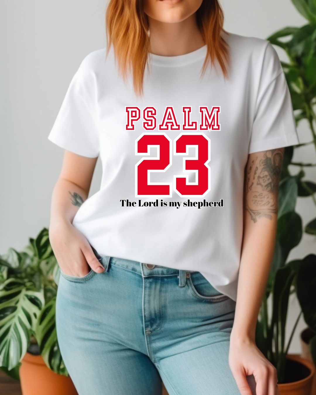 Unisex Heavy Cotton Tee with Psalm 23 Design | Faith-Inspired Shirt for Daily Wear, Gifts, Church Events, and Celebrations