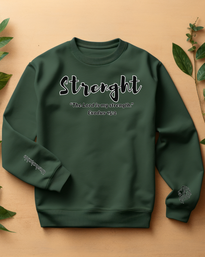 Strength Sweatshirt – The Lord Is My Strength Crewneck, Inspirational Christian Pullover, Faith-Based Unisex Apparel, Motivational Gift for Believers