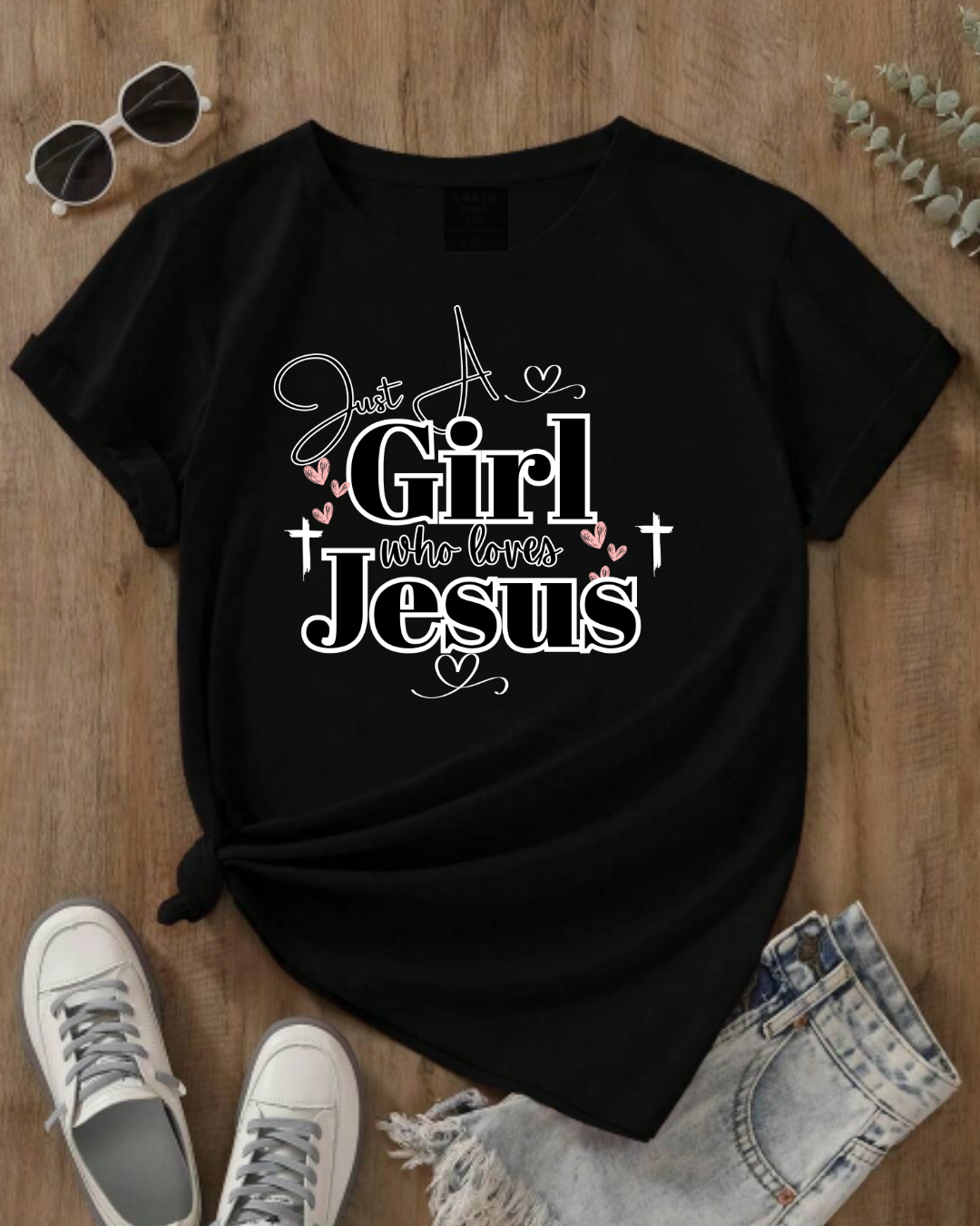 Just a Girl Who Loves Jesus Tee - Faith-Based Cotton Shirt, Christian Apparel, Perfect Gift for Church, Youth Group, Casual Wear