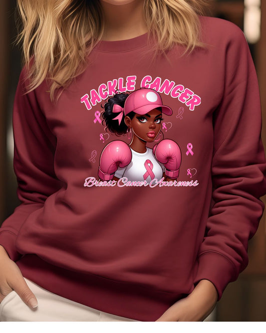Awareness Sweatshirt - Tackle Cancer Crewneck, Unisex Pink Awareness Pullover, Breast Cancer Support Gift, Cozy Charity Apparel,