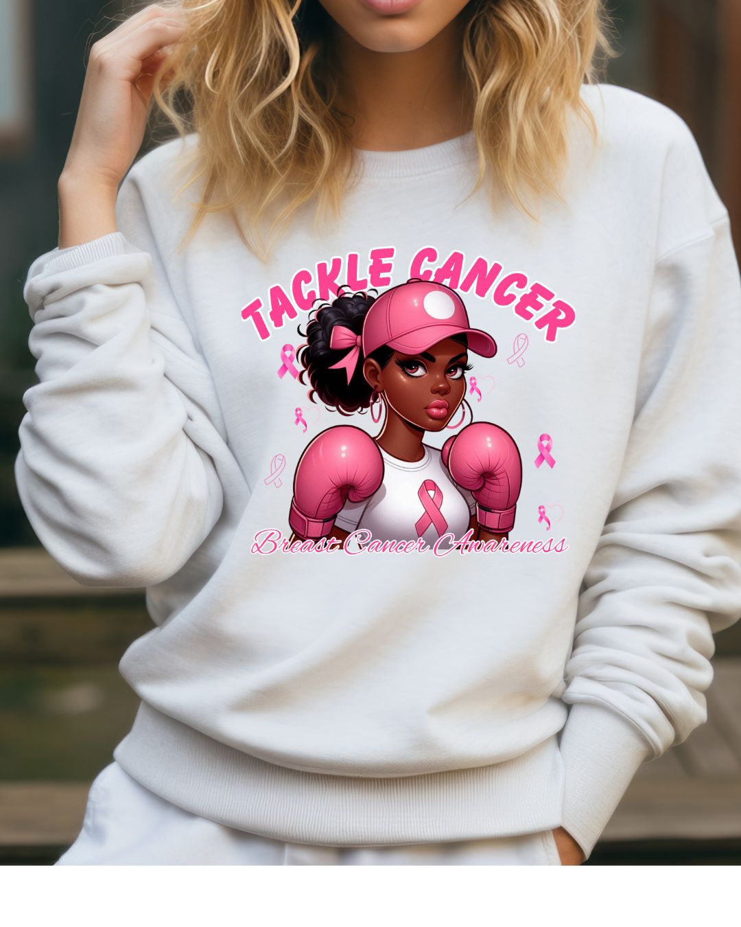 Awareness Sweatshirt - Tackle Cancer Crewneck, Unisex Pink Awareness Pullover, Breast Cancer Support Gift, Cozy Charity Apparel,