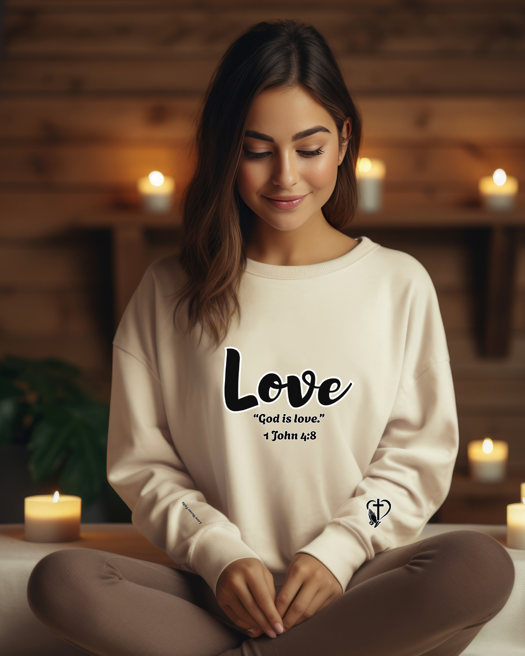 Love Sweatshirt – “God Is Love” Minimalist Christian Crewneck, Inspirational Faith-Based Pullover, Cozy Unisex Apparel, Thoughtful Gift for Believers