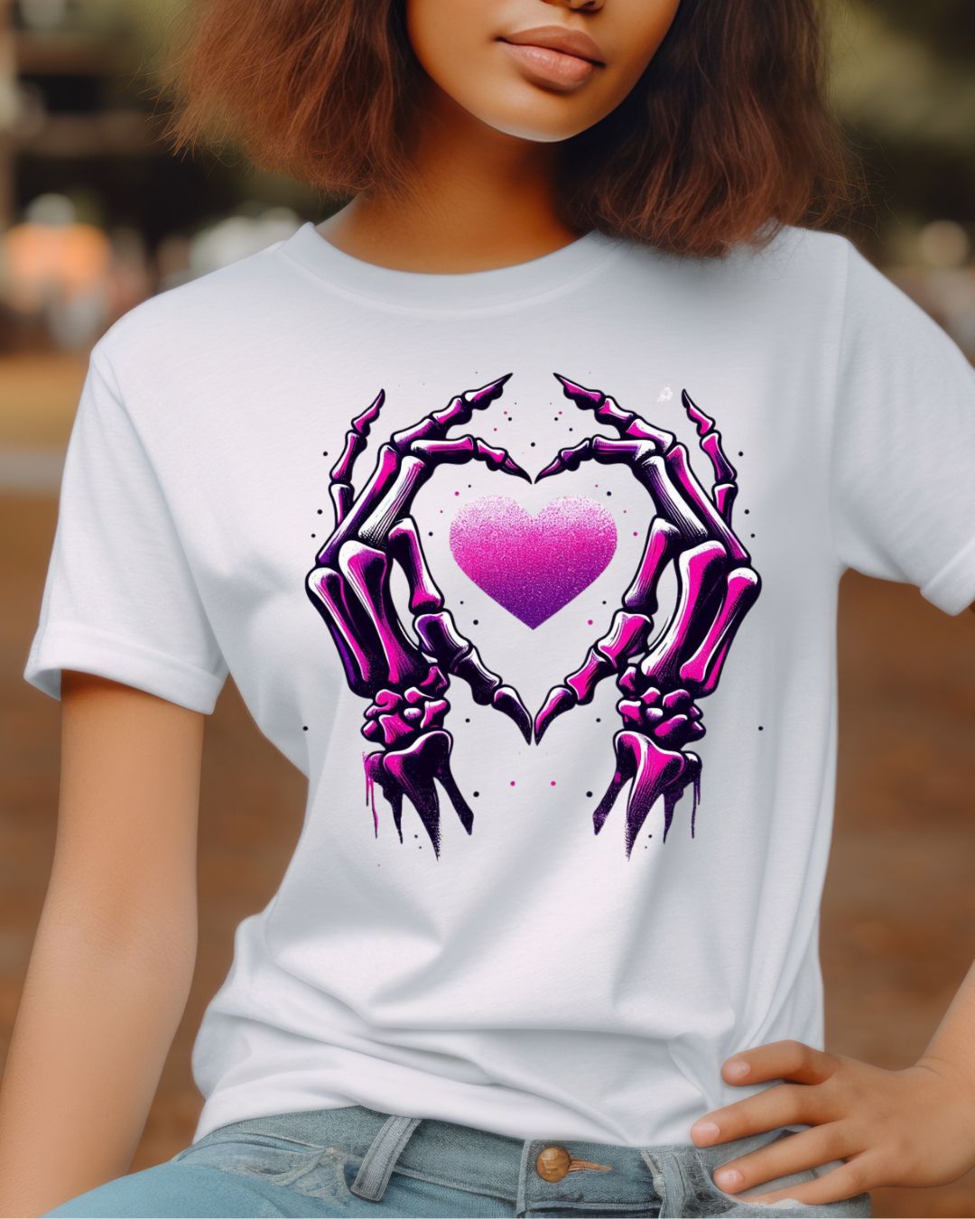 Skeleton Hands Heart Unisex Tee | Halloween Shirt, Gift for Gothic Lovers, Alternative Fashion, Casual Wear, Unique Graphic Tee