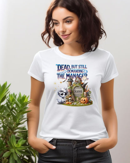Halloween Demand Manager Tee - Funny Unisex Cotton Shirt, Gift for Karen Lovers, Spooky Season Apparel, Party T-Shirt, Humor Top