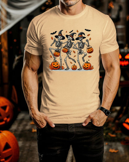 Halloween Skeleton Dance Unisex Heavy Cotton Tee, Spooky T-Shirt, Fall Fashion, Halloween Costume, Creepy Vibes, Gift for Halloween Lovers