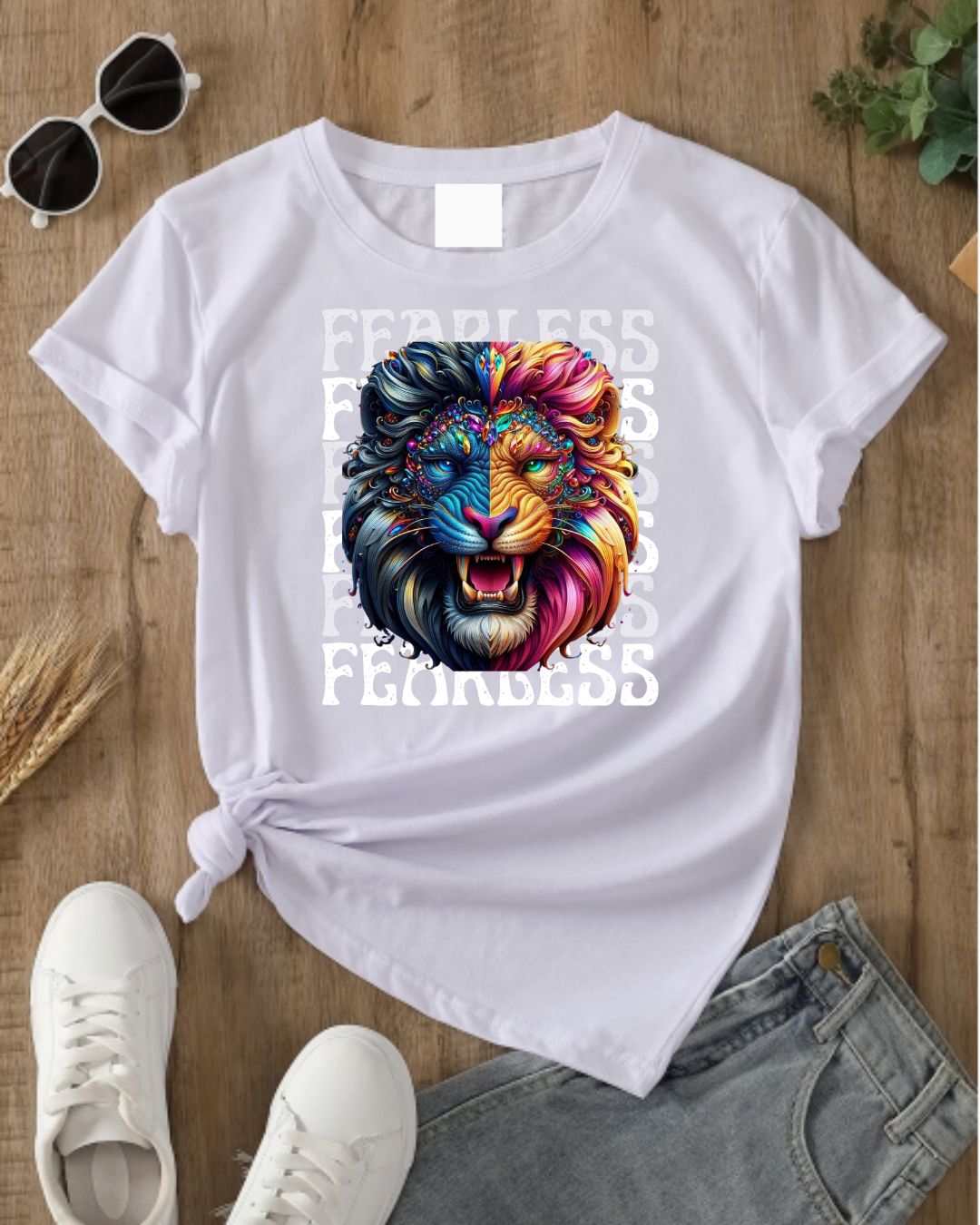 Colorful Lion Unisex Heavy Cotton Tee, Animal Lovers Gift, Unique Tee for Men and Women, Casual Wear, Graphic T-Shirt