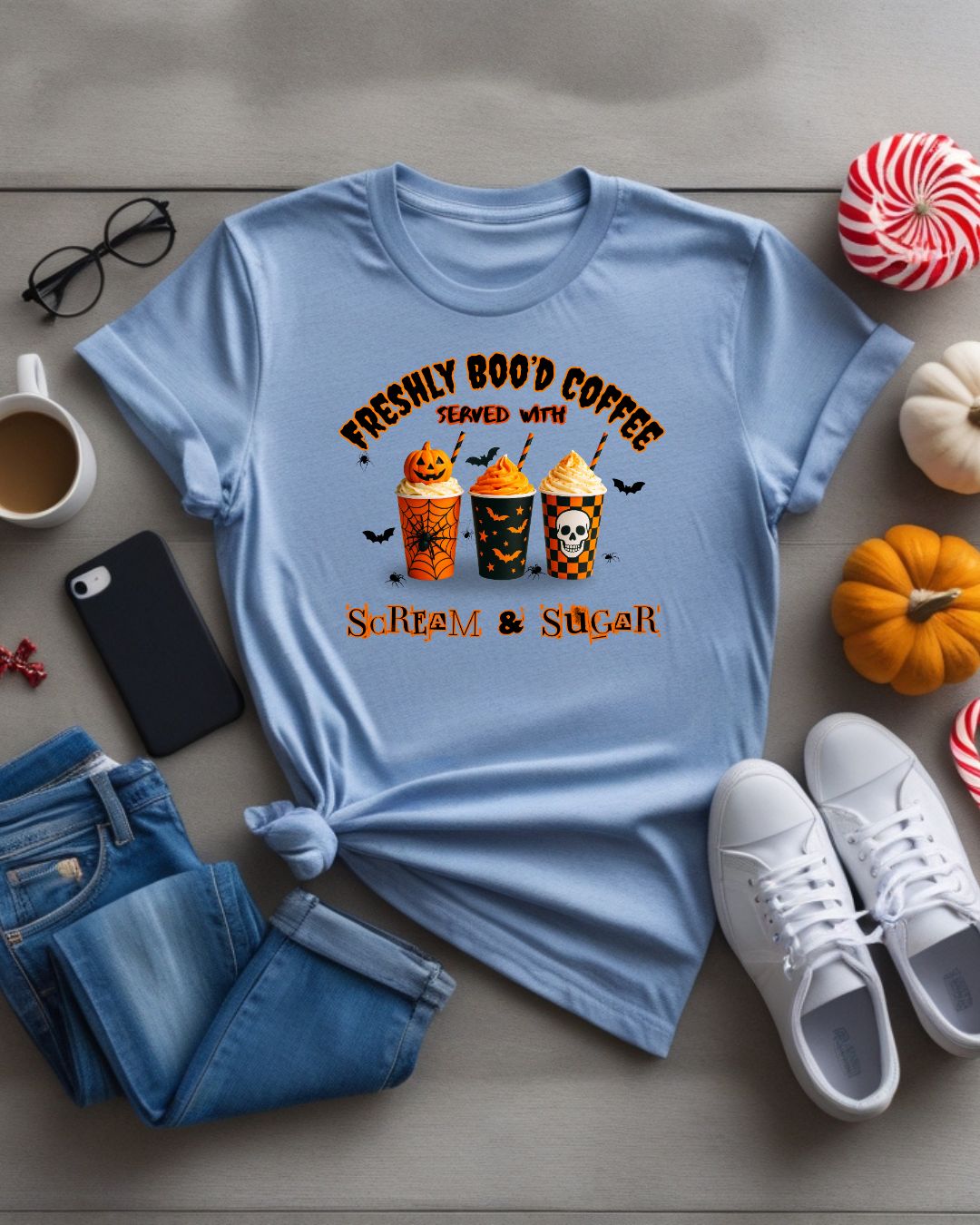 Halloween Coffee Tee, Fun Graphic T-Shirt, Unisex Shirt for Pumpkin Spice Lovers, Spooky Season Apparel, Boo-tiful Halloween Gift