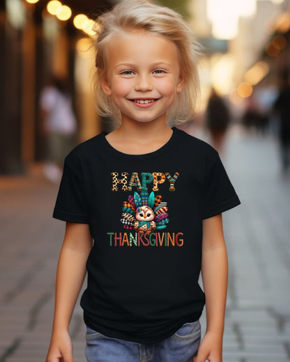 Thanksgiving Turkey Youth Tee, Kids Holiday Shirt, Autumn Graphic Tee, Family Thanksgiving Outfit, Cute Fall Apparel