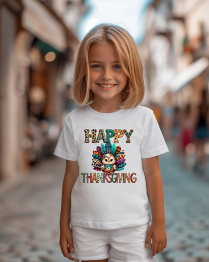 Thanksgiving Turkey Youth Tee, Kids Holiday Shirt, Autumn Graphic Tee, Family Thanksgiving Outfit, Cute Fall Apparel