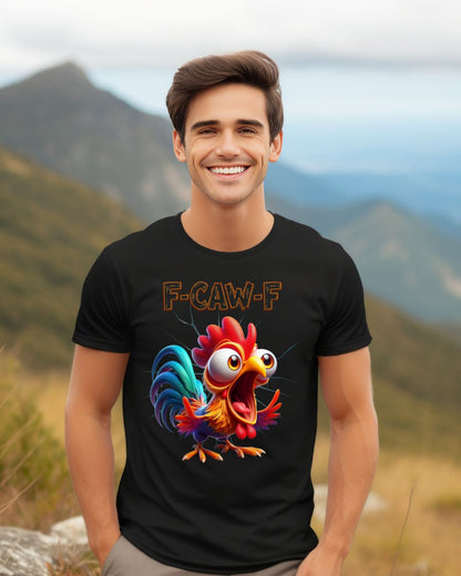 F-Caw-F Funny Chicken Tee, Humorous Graphic T-Shirt, Farm Animal Clothing, Gift for Chicken Lovers, Unisex Cotton Tee