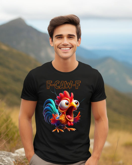 F-Caw-F Funny Chicken Tee, Humorous Graphic T-Shirt, Farm Animal Clothing, Gift for Chicken Lovers, Unisex Cotton Tee