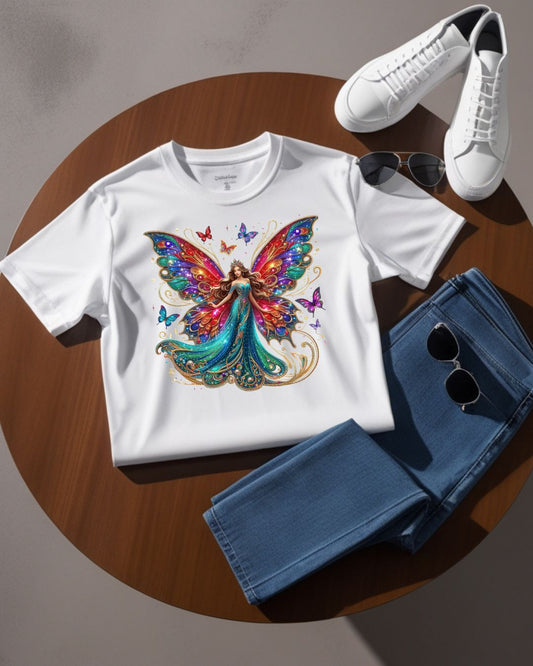 Fantasy Fairy Unisex Heavy Cotton Tee - Enchanting Artwork for Nature Lovers, Magical Gift, Boho Style, Summer Fashion, Unique Tee