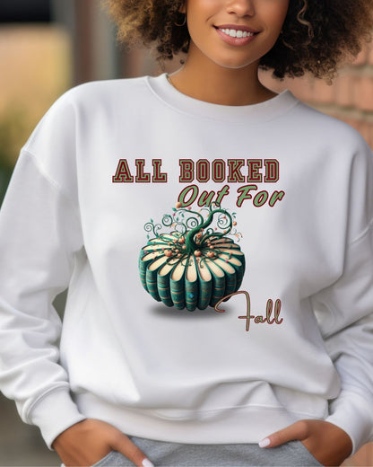 Fall-themed Crewneck Sweatshirt, Cozy Fall Fashion, Pumpkin Design, Perfect for Autumn, Unisex Sweatshirt, Book Lover Gift