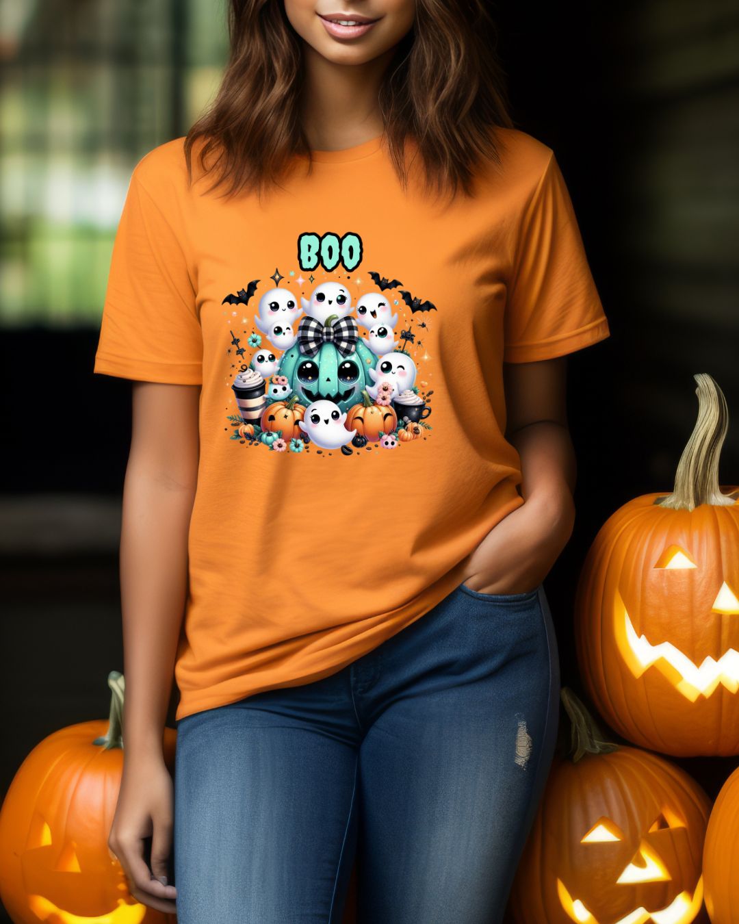 Halloween Boo Tee, Fun Spooky T-Shirt, Unisex Heavy Cotton, Cute Halloween Apparel, Ghost & Pumpkin Shirt, Seasonal Gift Idea